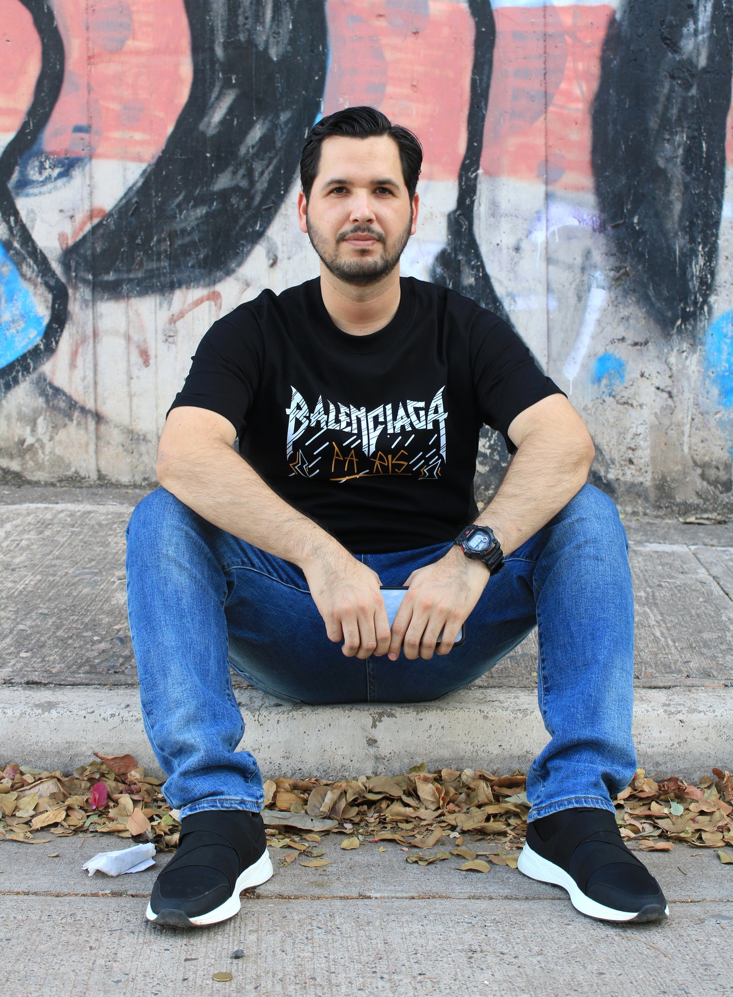 Playera Balenciaga Negra con Diseño