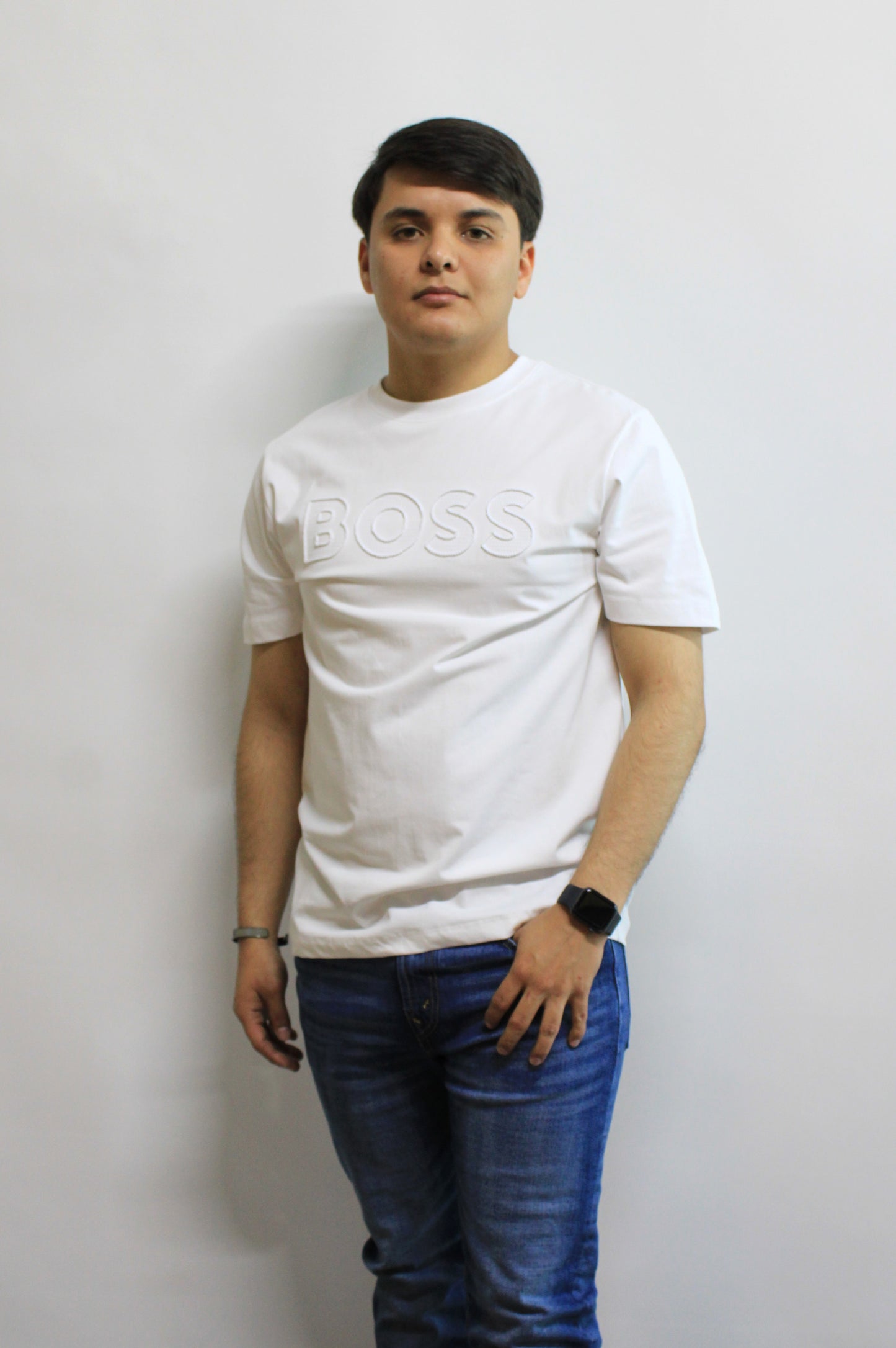 Playera Hugo Boss Blanca Diseño Bordado