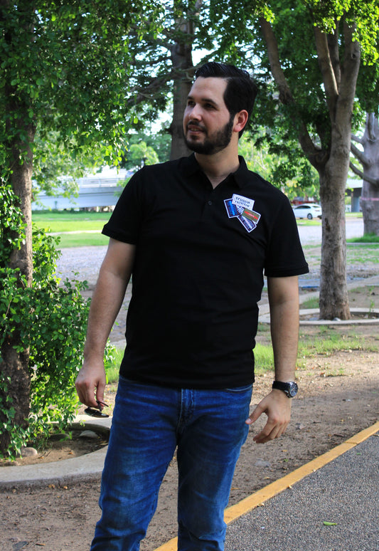Playera Polo Lacoste Negra Con Diseño De Parches