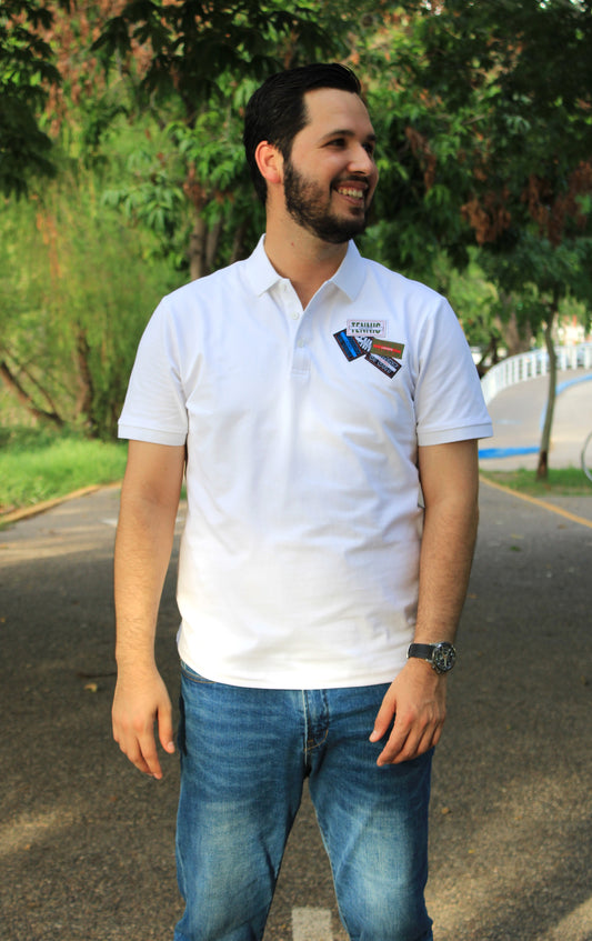 Playera Polo Lacoste Blanca Con Diseño De Parches