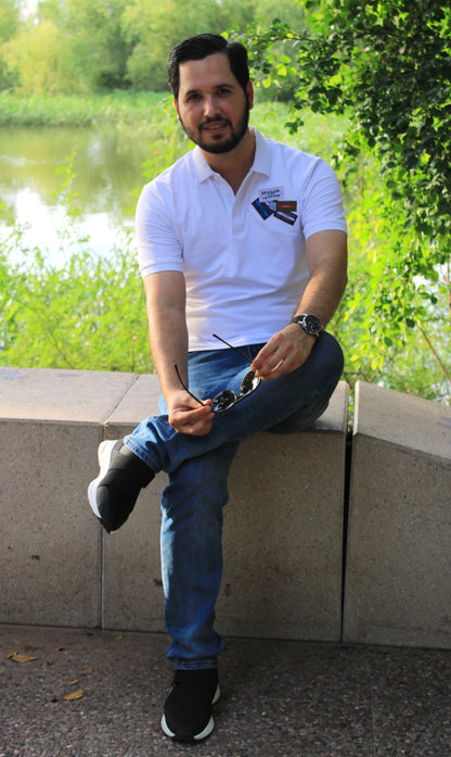 Playera Polo Lacoste Blanca Con Diseño De Parches