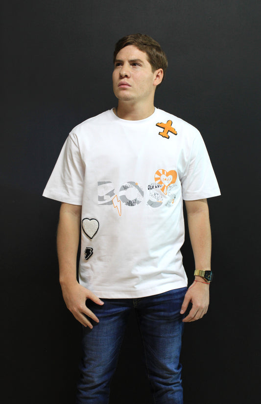 Playera Hugo Boss Blanca Con Aviones