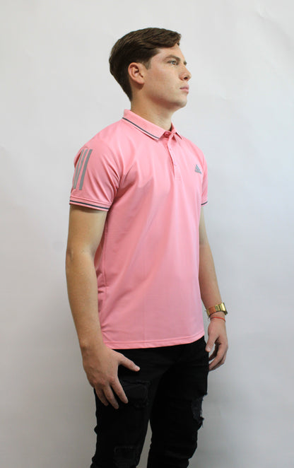 Playera Polo Deportiva Adidas Rosa con Detalles Blancos