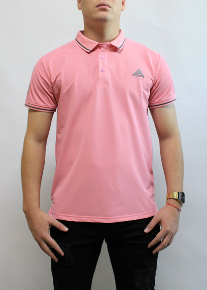 Playera Polo Deportiva Adidas Rosa con Detalles Blancos