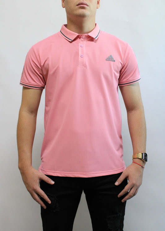 Playera Polo Deportiva Adidas Rosa con Detalles Blancos