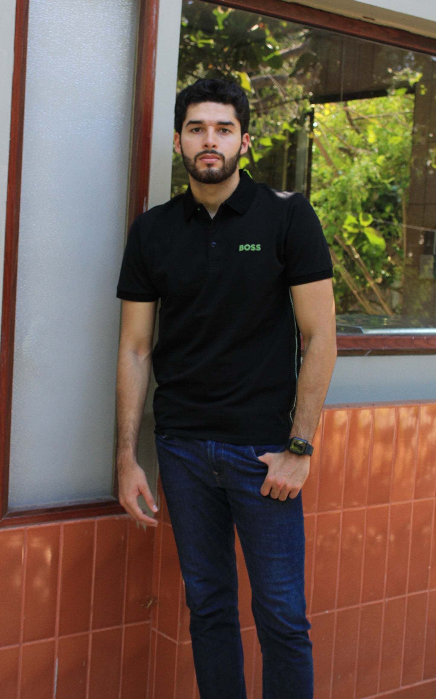 Playera Polo Boss Con Diseño en Verde
