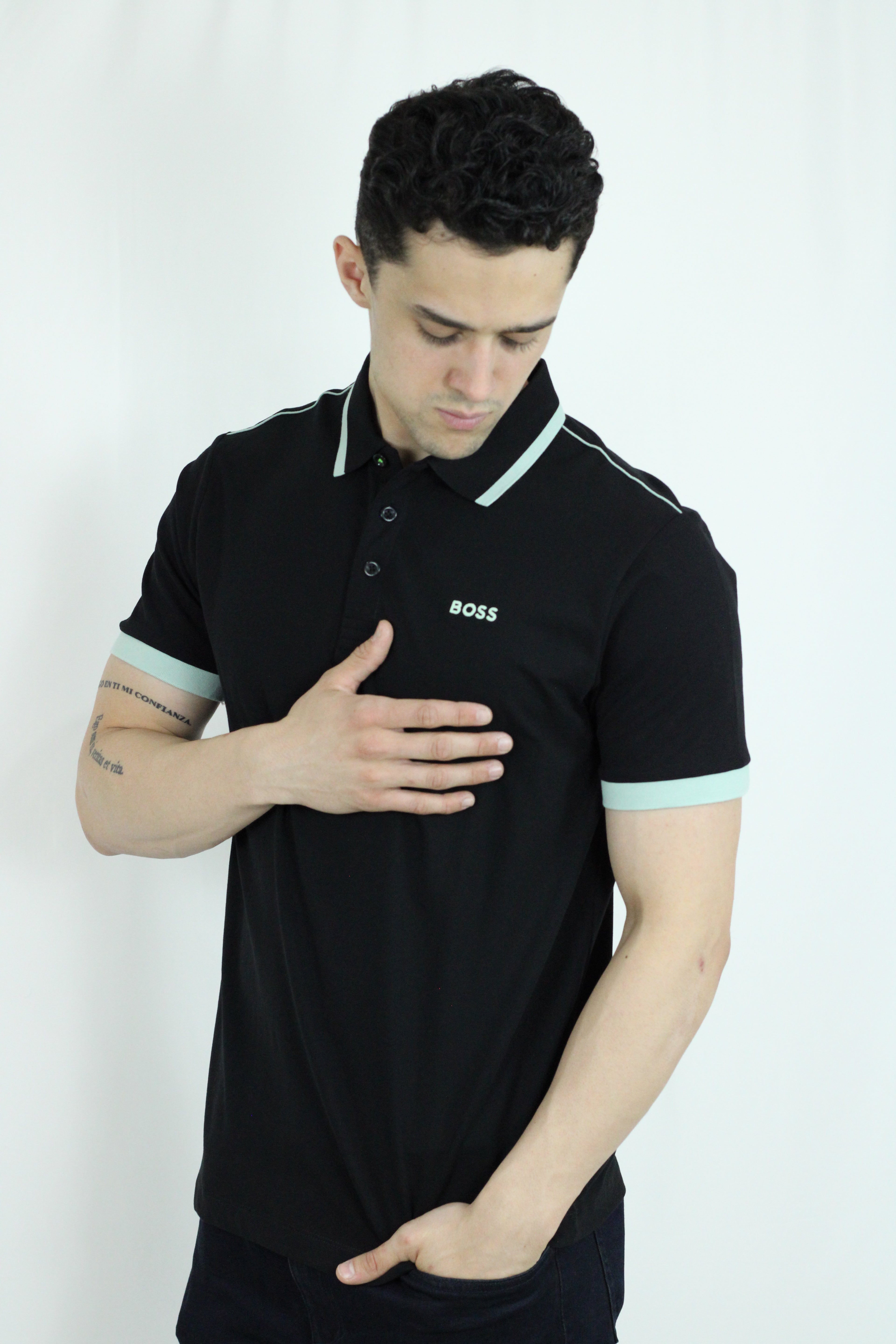 Playera Polo "Boss con detalles azules"