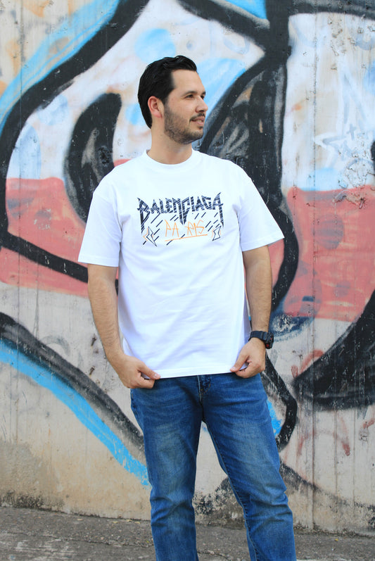 Playera Balenciaga Blanca con Diseño