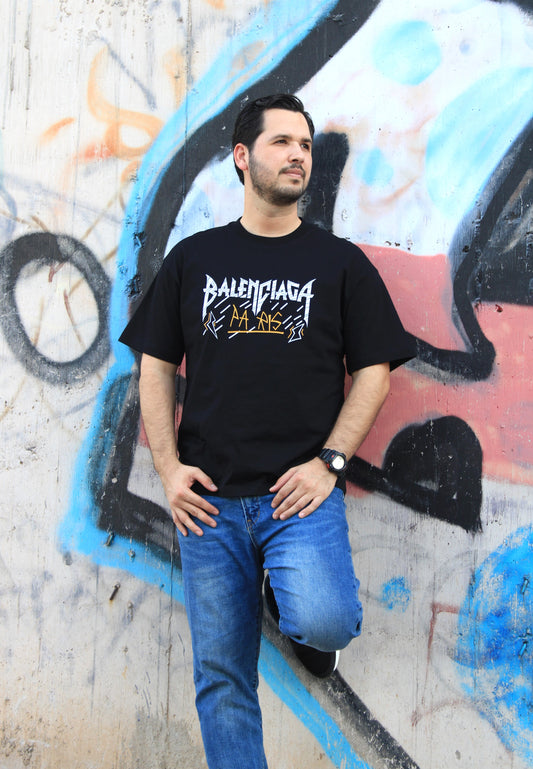 Playera Balenciaga Negra con Diseño