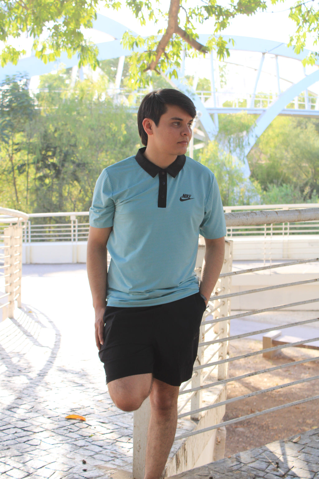 Playera Polo Deportiva Nike Verde Menta Con Diseño Negro