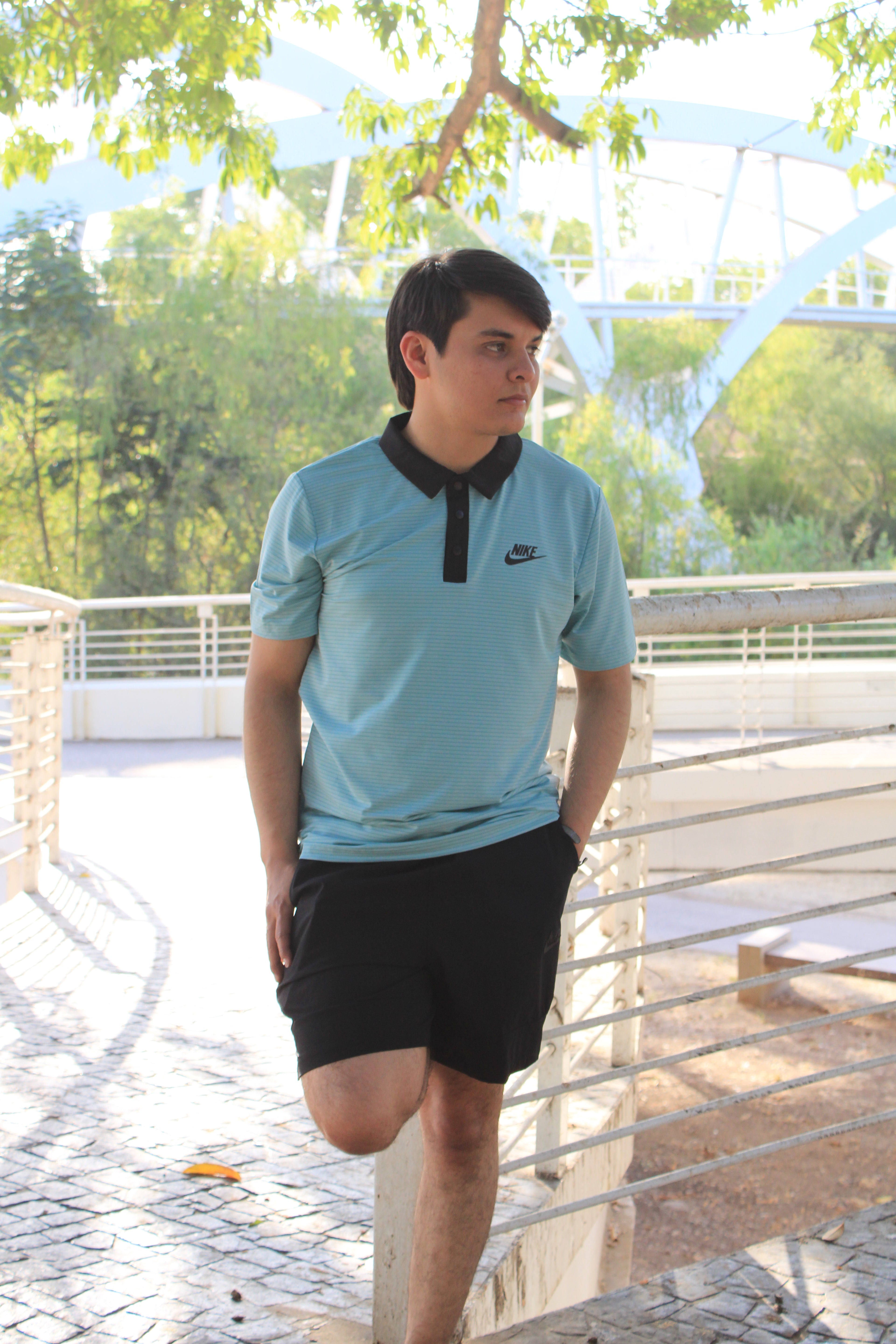 Playera Polo Deportiva Nike Verde Menta Con Diseño Negro