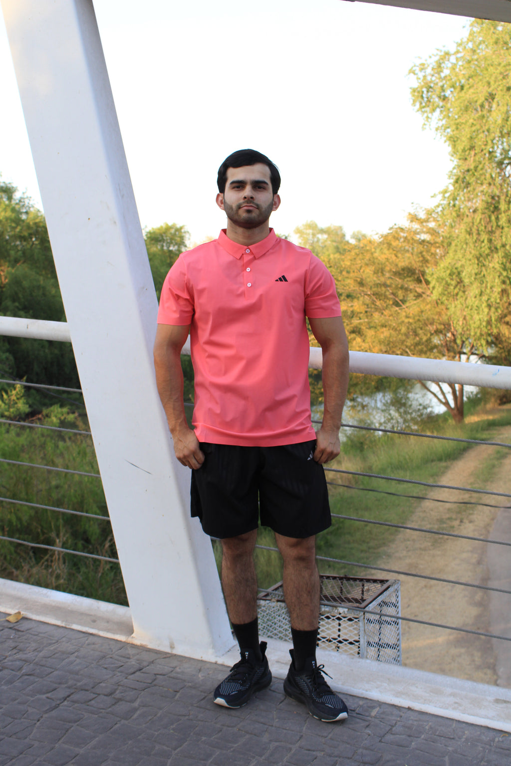 Playera Polo Deportiva Adidas Rosa con Detalles Negros