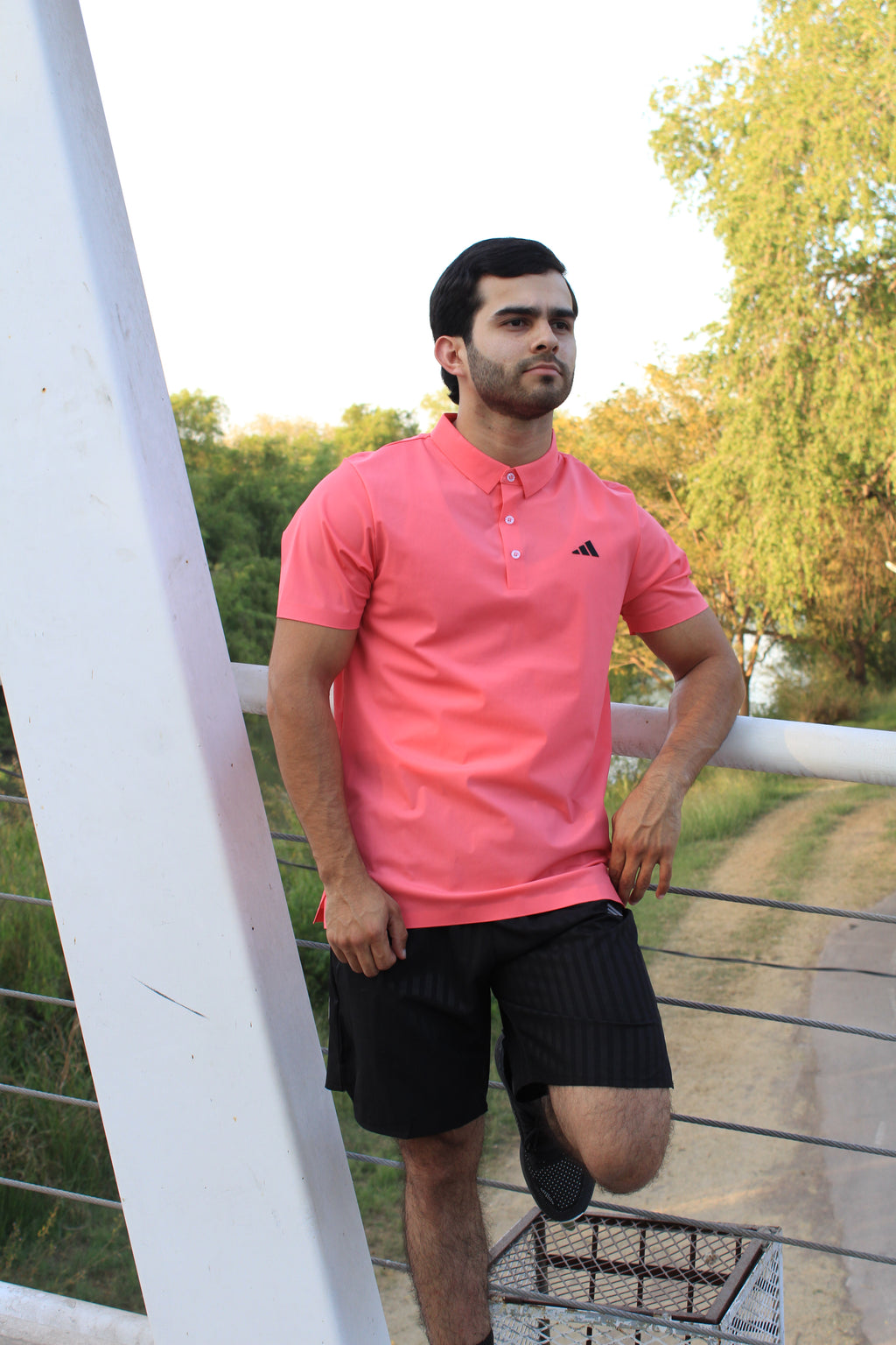 Playera Polo Deportiva Adidas Rosa con Detalles Negros