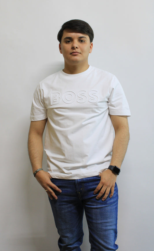 Playera Hugo Boss Blanca Diseño Bordado