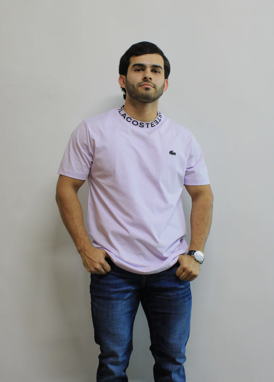 Playera Lacoste Morado Diseño en Cuello